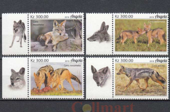 Набор марок. Ангола 2019 год. Чепрачный шакал. (4 марки) 