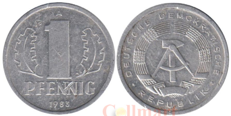  ГДР. 1 пфенниг 1983 год. 
