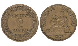 Франция. 2 франка 1921 год.