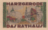  Бона. Германия. Харцгероде 50 пфеннигов 1921 год. Ратуша. Нотгельд красно-зеленый. (VF) 