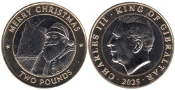 Гибралтар. 2 фунта 2025 год. Счастливого Рождества.