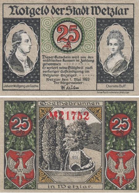  Бона. Германия. Вецлар 25 пфеннигов 1920 год. Нотгельд. (VF) 