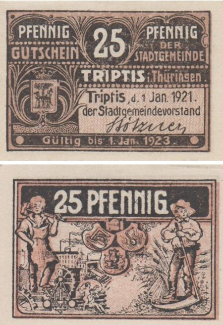  Бона. Германия. Триптис 25 пфеннигов 1921 год. Нотгельд. (XF) 