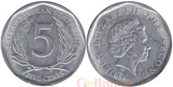Восточные Карибы. 5 центов 2010 год. Королева Елизавета II.