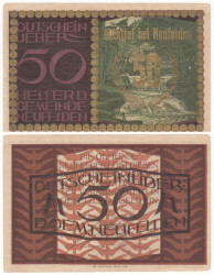 Бона. Австрия 50 геллеров 1920 год. Нойфельден. (надпечатка) (VF)