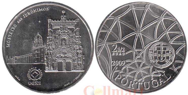  Португалия. 2,5 евро 2009 год. ЮНЕСКО - Монастырь Жеронимуш. 