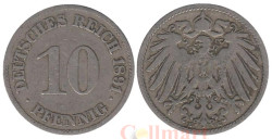 Германская империя. 10 пфеннигов 1891 год. (E)