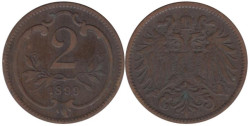Австрия. 2 геллера 1899 год.