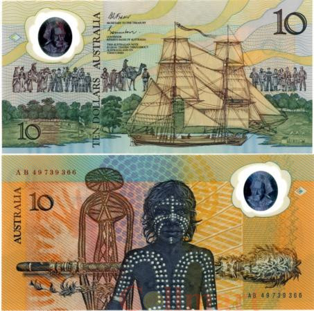  Бона. Австралия 10 долларов 1988 год. Корабль Кука. (VF) 