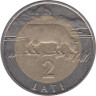  Латвия. 2 лата 2009 год. Корова. 
