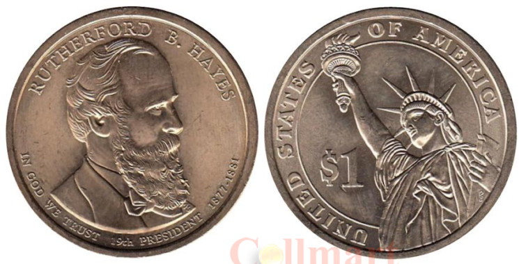  США. 1 доллар 2011 год. 19-й президент Ратерфорд Хейз (1877-1881). (P) 