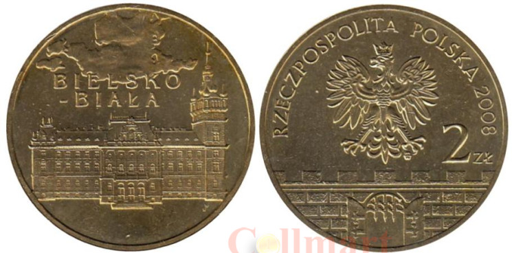  Польша. 2 злотых 2008 год. Бельско-Бяла. 