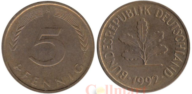  ФРГ. 5 пфеннигов 1992 год. (A) 