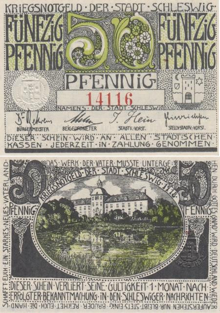  Бона. Германия. Шлезвиг 50 пфеннигов 1918 год. Нотгельд. (XF) 