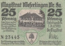  Бона. Германия. Веферлинген 25 пфеннигов 1920 год. Нотгельд. (XF) 