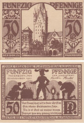 Бона. Германия. Падерборн 50 пфеннигов 1921 год. Нотгельд коричневый. (XF)