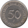  Германия (ФРГ). 50 пфеннигов 1990 год. Женщина, сажающая росток дуба. (F) 