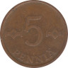  Финляндия. 5 пенни 1967 год. Квадрат с петлями. 