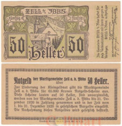 Бона. Австрия 50 геллеров 1920 год. Коммунна Целль-ан-дер-Иббс. (XF) 
