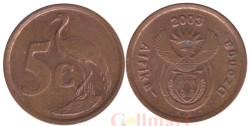 ЮАР. 5 центов 2003 год. Африканская красавка.