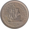  Восточные Карибы. 10 центов 1965 год. Галеон "Золотая лань". 