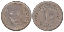 Египет. 10 мильемов 1938 год. Фарук I.