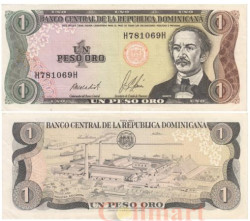 Бона. Доминиканская Республика 1 песо оро 1987 год. Хуан Пабло Дуарте. (XF)