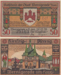 Бона. Германия. Вернигероде 50 пфеннигов 1920 год. Нотгельд. (VF)