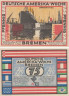  Бона. Германия. Бремен 75 пфеннигов 1923 год. Неделя Немецкой Америки в Бремене - Бремерхафен (серия A). Нотгельд. (XF) 