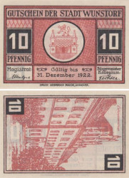 Бона. Германия. Вунсторф 10 пфеннигов 1922 год. Нотгельд. (XF)
