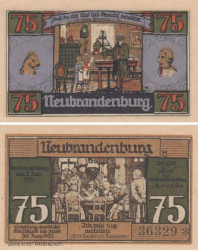 Бона. Германия. Нойбранденбург 75 пфеннигов 1921 год (вариант 3). Нотгельд. (XF)