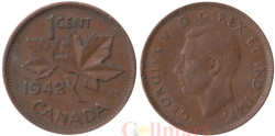 Канада. 1 цент 1942 год. Кленовый лист.
