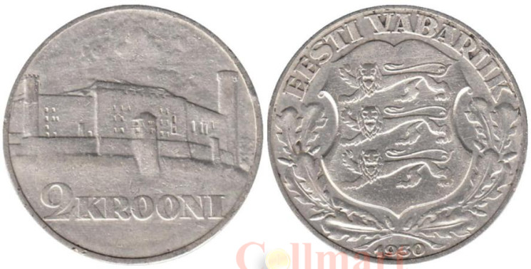  Эстония. 2 кроны 1930 год. Замок Тоомпеа в Таллине. 