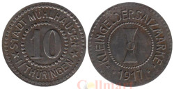 Германия. Мюльхаузен. 10 пфеннигов 1917 год. Нотгельд, круглая форма.