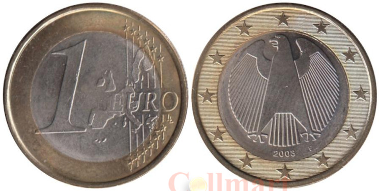  Германия. 1 евро 2003 год. Федеральный орёл. (F) 