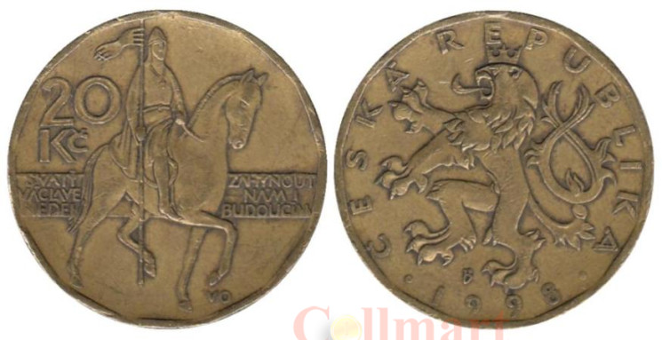  Чехия. 20 крон 1998 год. Святой Вацлав. 