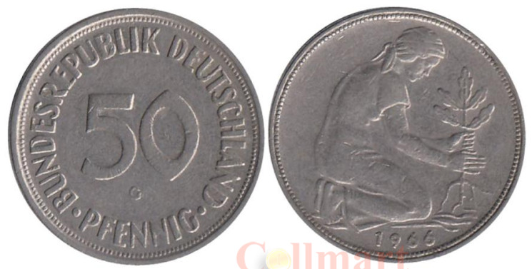  ФРГ. 50 пфеннигов 1966 год. (G) 
