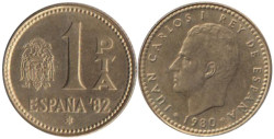 Испания. 1 песета 1980 год. Чемпионат мира по футболу 1982. (82 внутри звезды)