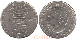 Швеция. 1 крона 1967 год. Король Густав VI Адольф.
