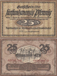 Бона. Германия. Дрезден - Нойштадт 25 пфеннигов 1921 год. Нотгельд. (VF)