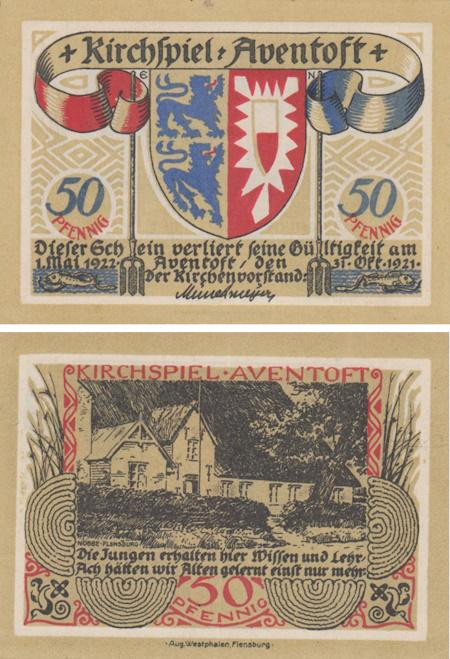  Бона. Германия. Авентофт 50 пфеннигов 1921 год. Нотгельд. (XF) 