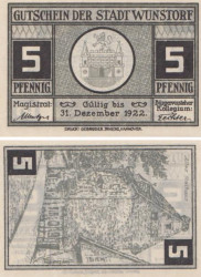 Бона. Германия. Вунсторф 5 пфеннигов 1922 год. Нотгельд. (XF)