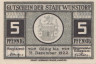  Бона. Германия. Вунсторф 5 пфеннигов 1922 год. Нотгельд. (XF) 