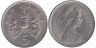  Великобритания. 5 новых пенсов 1971 год. Корона над цветком репейника (эмблема Шотландии). 