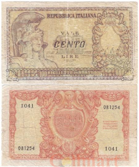  Бона. Италия 100 лир 1951 год. Афина. (G) 