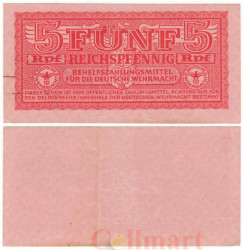 Бона. Германия (Третий рейх) 5 рейхспфеннигов 1942 год. Вспомогательные платежные сертификаты Вермахта. (VF)