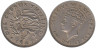  Кипр. 1 шиллинг 1947 год. Эмблема колонии - 2 стилизованных свирепых Льва. 