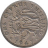  Кипр. 1 шиллинг 1947 год. Эмблема колонии - 2 стилизованных свирепых Льва. 