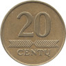  Литва. 20 центов 2007 год. Герб Литвы - Витис. 