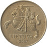  Литва. 20 центов 2007 год. Герб Литвы - Витис. 